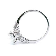 14 KT White Gold Rhodium Plated Engagement Ring