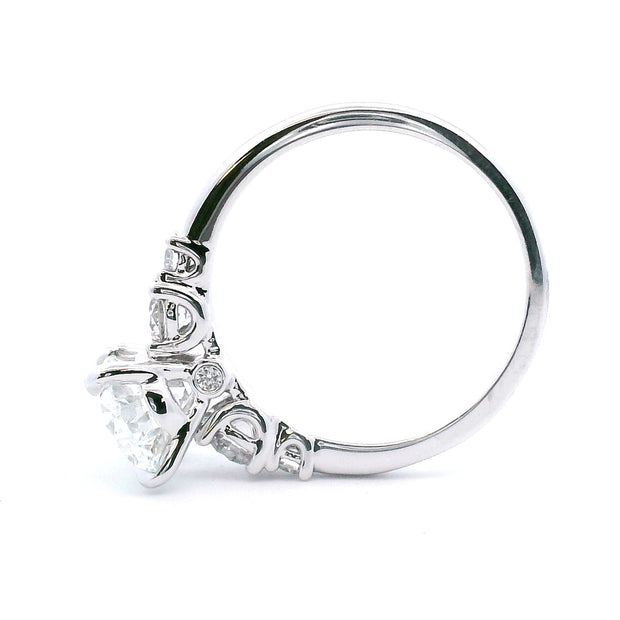 14 KT White Gold Rhodium Plated Engagement Ring