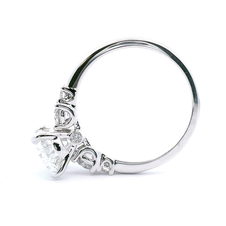 14 KT White Gold Rhodium Plated Engagement Ring