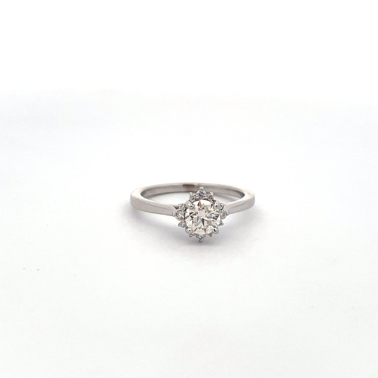 White gold Starburst Round Center Engagement Ring