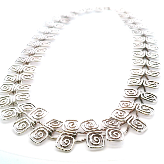 Estate Vintage CII Square Spiral Station Necklace