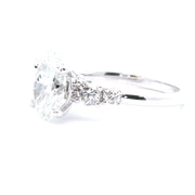 14 KT White Gold Rhodium Plated Engagement Ring