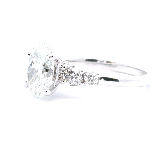 14 KT White Gold Rhodium Plated Engagement Ring