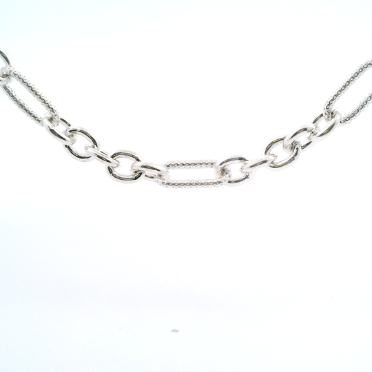 Sterling Silver Rolo Link & Paperclip Link Necklace