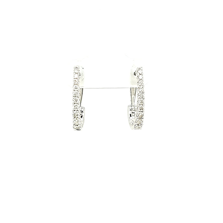 14 Karat White Gold "J" Shapped Hoop Earrings