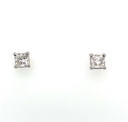 14K White Gold Rhodium Plated Stud Earrings