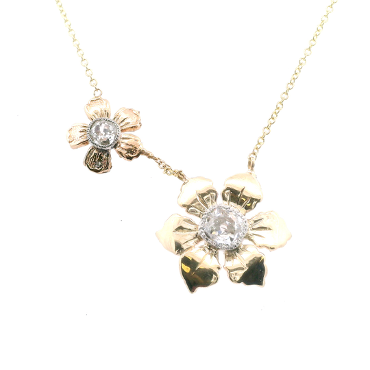 Double Flower Diamond Necklace