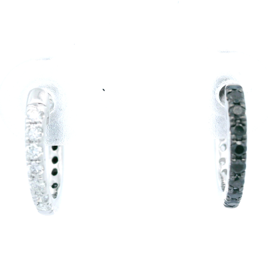 Black & White Diamond Reversible Huggie Earrings