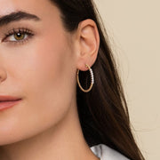 14K Yellow Gold 30mm Bujukan Diamond Classic Hoop Earrings