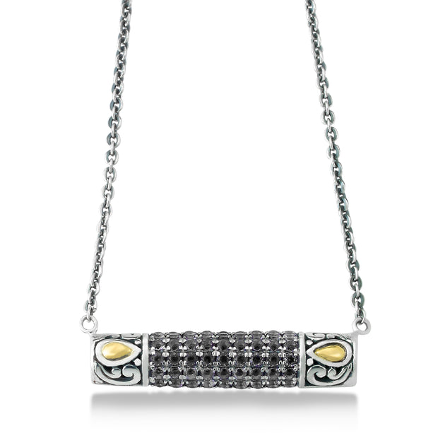 Sterling Silver/18K Black Spinel Necklace
