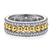14K White-Yellow Gold Bujukan Diamond Wide Band Ring