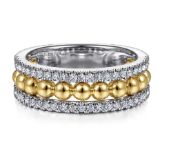 14K White-Yellow Gold Bujukan Diamond Wide Band Ring