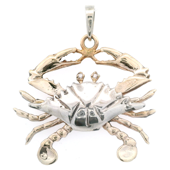 Two-Tone Crab Pendant w/ Diamond Eyes