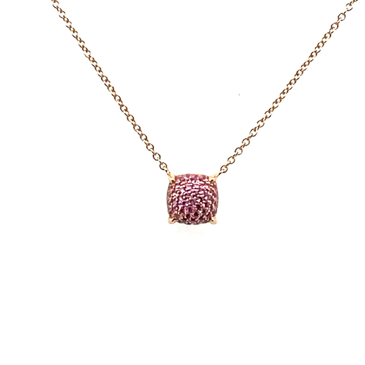 18 Karat Yellow Gold 18" Pave Drop Necklace