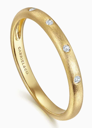 14K Yellow Gold Diamond Stackable Ladies Ring