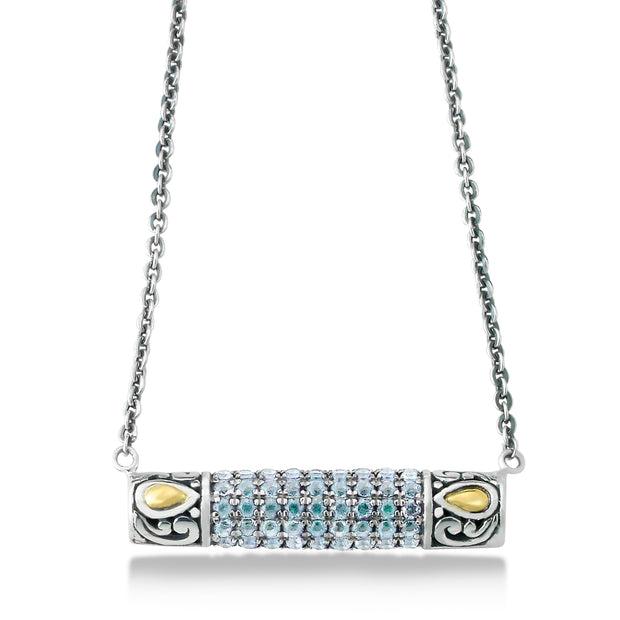 Sterling Silver/18K Blue Topaz Necklace