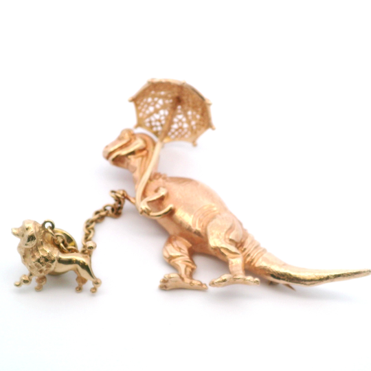 Signed Dinosaur & Poodle Pin