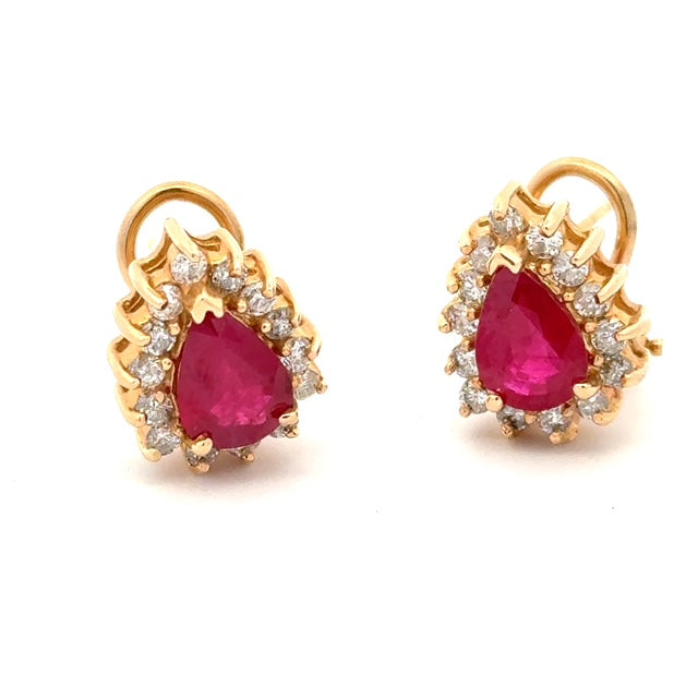 Estate Ruby & Diamond Earrings