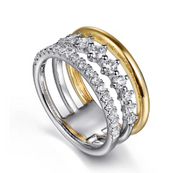 14K White & Yellow Gold Graduating Diamond Easy Stackable Ring