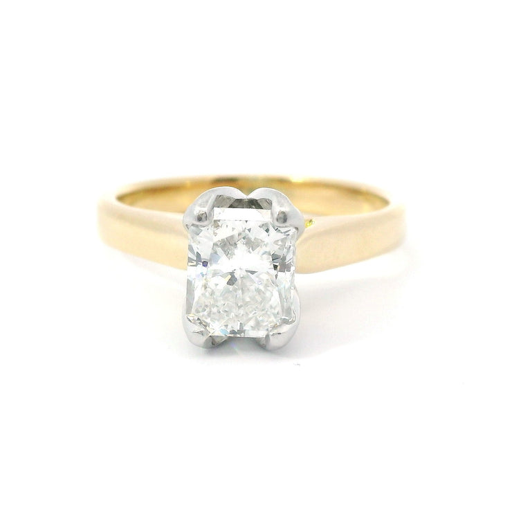 18 Karat Yellow Gold (platinum head) Solitaire Ring