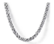 22 Inch 925 Sterling Silver Solid Mens Wheat Chain Necklace