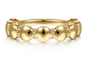 14K Yellow Gold Round Station Stackable Ring