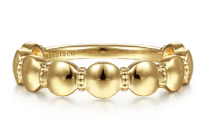 14K Yellow Gold Round Station Stackable Ring