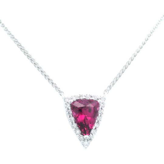 Trillian Spinel w/ Diamond Halo Necklace