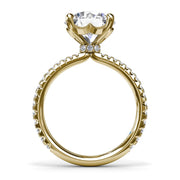 14 Karat Yellow Gold Diamond Semi-Mount Ring