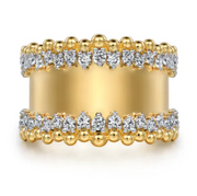 14K Yellow Gold Bujukan Diamond Wide Band Ring