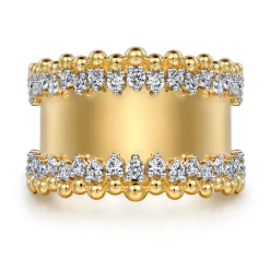 14K Yellow Gold Bujukan Diamond Wide Band Ring