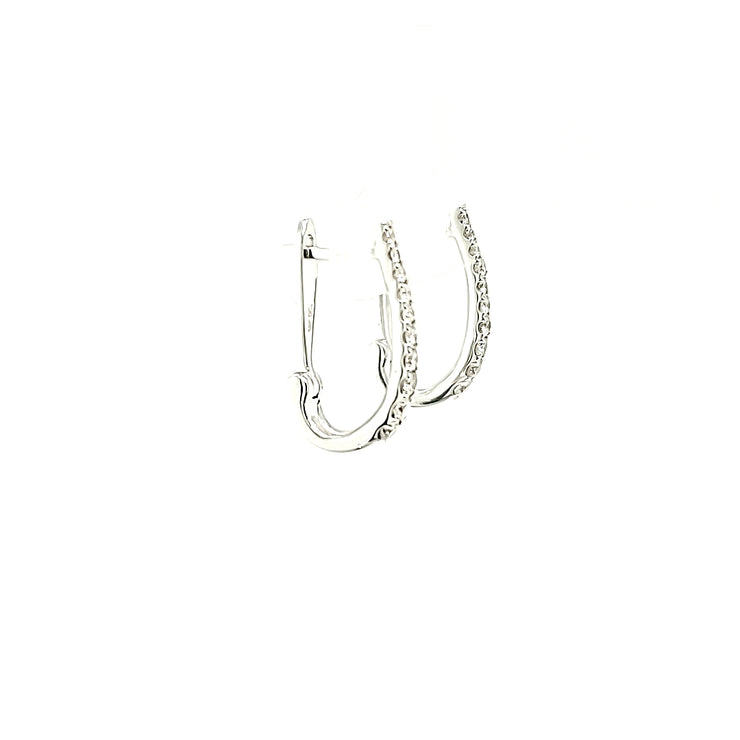 14 Karat White Gold "J" Shapped Hoop Earrings