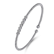 14K White Gold Bujukan Bead and Cluster Diamond Bangle