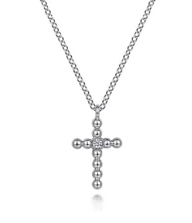 Sterling SIlver Diamond Cross Necklace