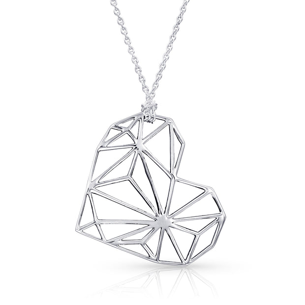 Sterling Silver Prism Heart Necklace