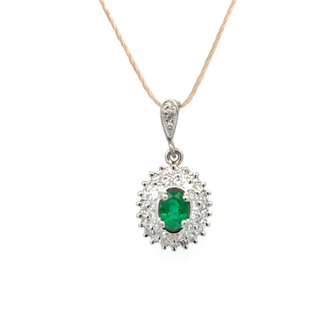 Estate Emerald & Diamond Pendant