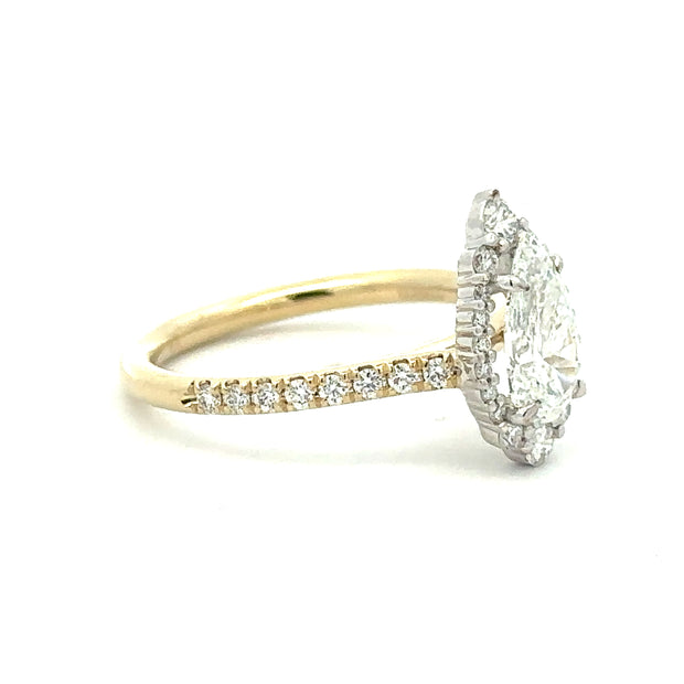 14 KT Yellow & White Gold Halo Engagement Ring