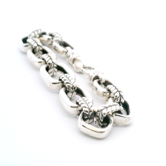 JAI Sterling Silver Polished Oval Status Link Bracelet
