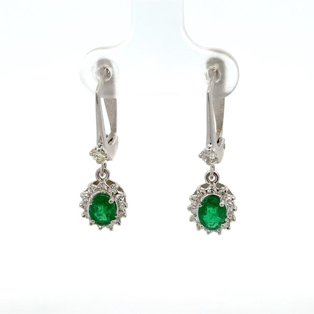 Estate Emerald & Diamond Earrings