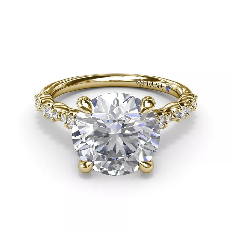 14 Karat Yellow Gold Diamond Semi Mount Ring