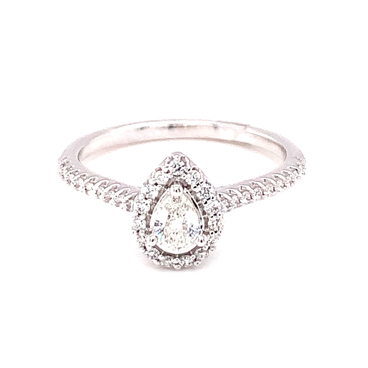 14 Karat Diamond Engagement Ring with Pear Center