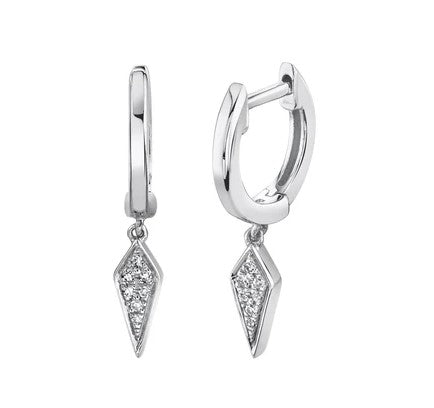 14 KT White Gold Rhodium Plated Kite-Shape Drop Earrings