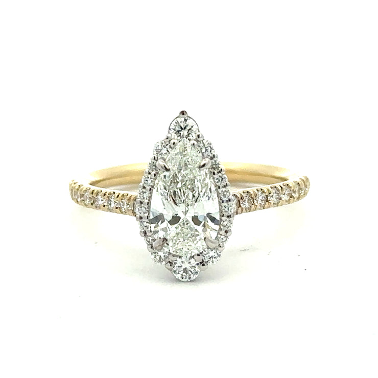 Yellow Gold Diamond Engagement Ring with Elongated Pear Center