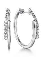 Sterling Silver 30mm Bujukan Bypass Classic Hoop Earrings