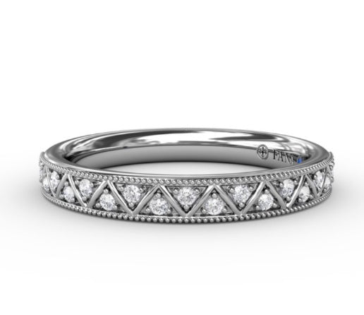 14 Karat White Gold/Rhodium Plated Diamond Wedding Band