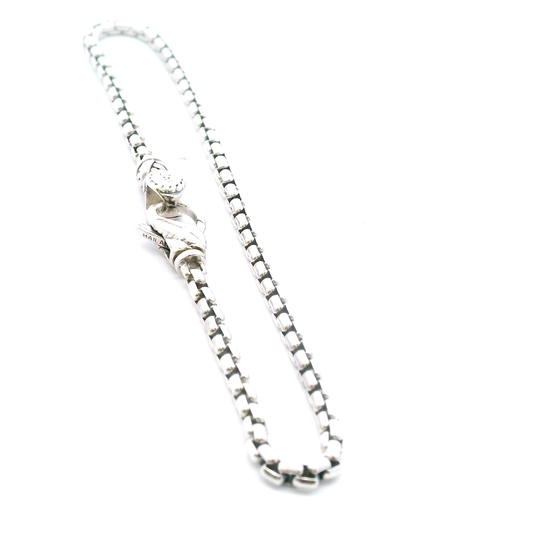 Estate Signed JAI Sterling Silver Box Link Bracelet