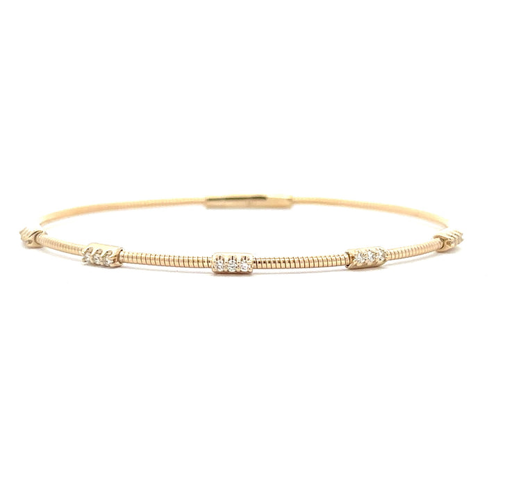 14 Karat Yellow Gold And Titanium Wire Flexible Diamond Bracelet