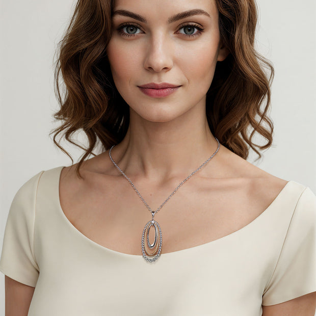 925 Sterling Silver and 14K Yellow Gold Bujukan Rope Circle Pendant Necklace