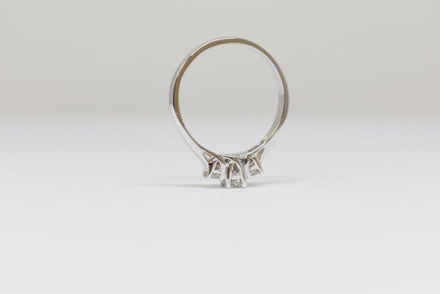 White Gold Round Three Stone Engagement Ring