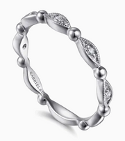14K White Gold Bujukan Marquise Station Diamond Stackable Ring